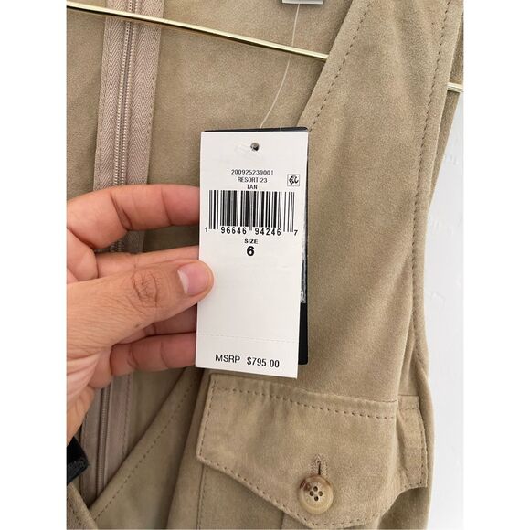 LAUREN RALPH LAUREN Belted 100% Goat Suede Sleeveless Dress Size 6 NWT - Picture 6 of 11